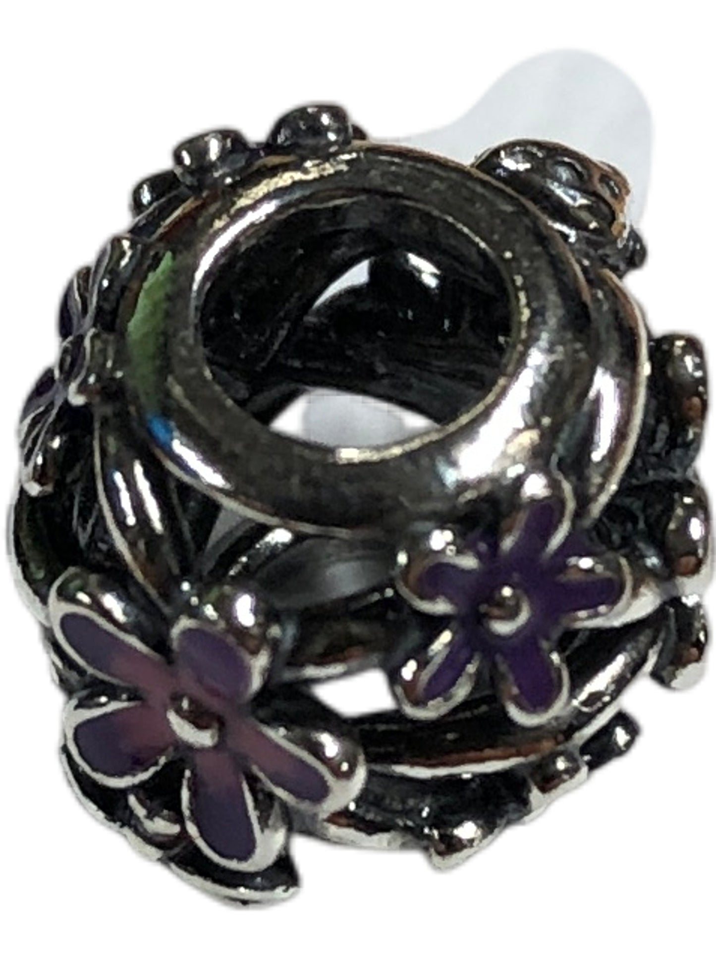 PANDORA Floral Charm 798772C02 Silver With Purple Enamel Accessory