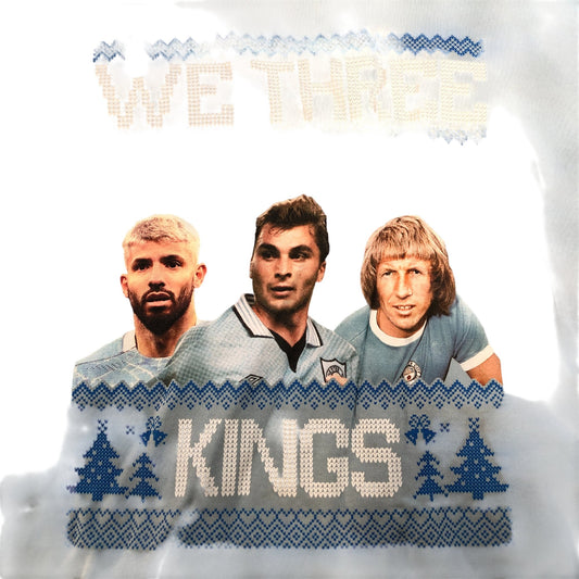 Man City We Three Kings Christmas Sweatshirt Blue Long Sleeve Unisex Large