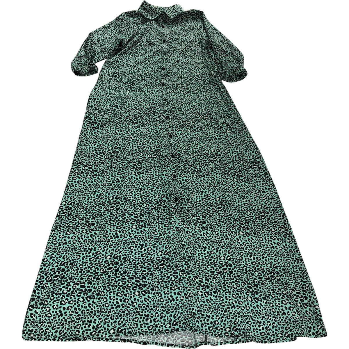 Dancing Leopard Maxi Dress UK12 Women's Leopard Print Green
