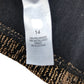 Dress UK14 Women's Metallic Short Sleeve Stretch Tie Waist Black Gold