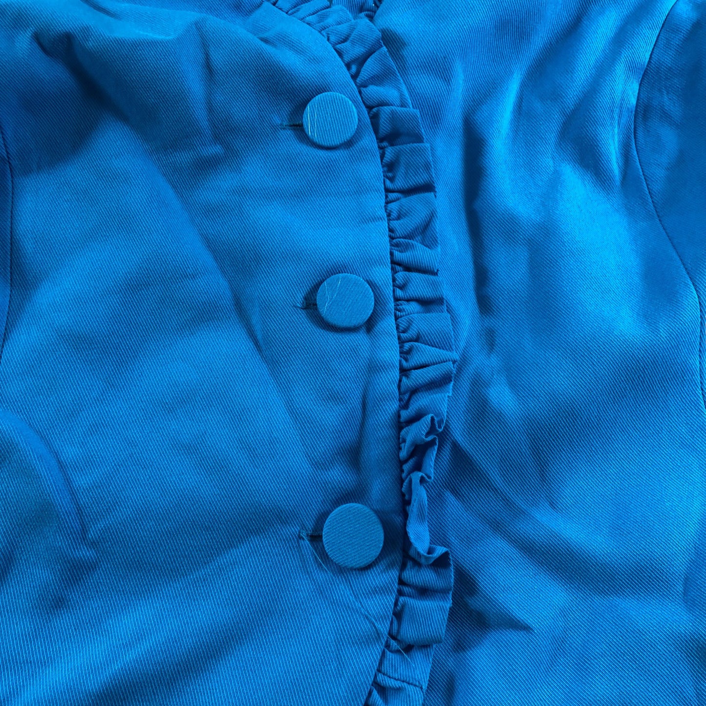 River Island Blue Frill Tailored Top - Size 18