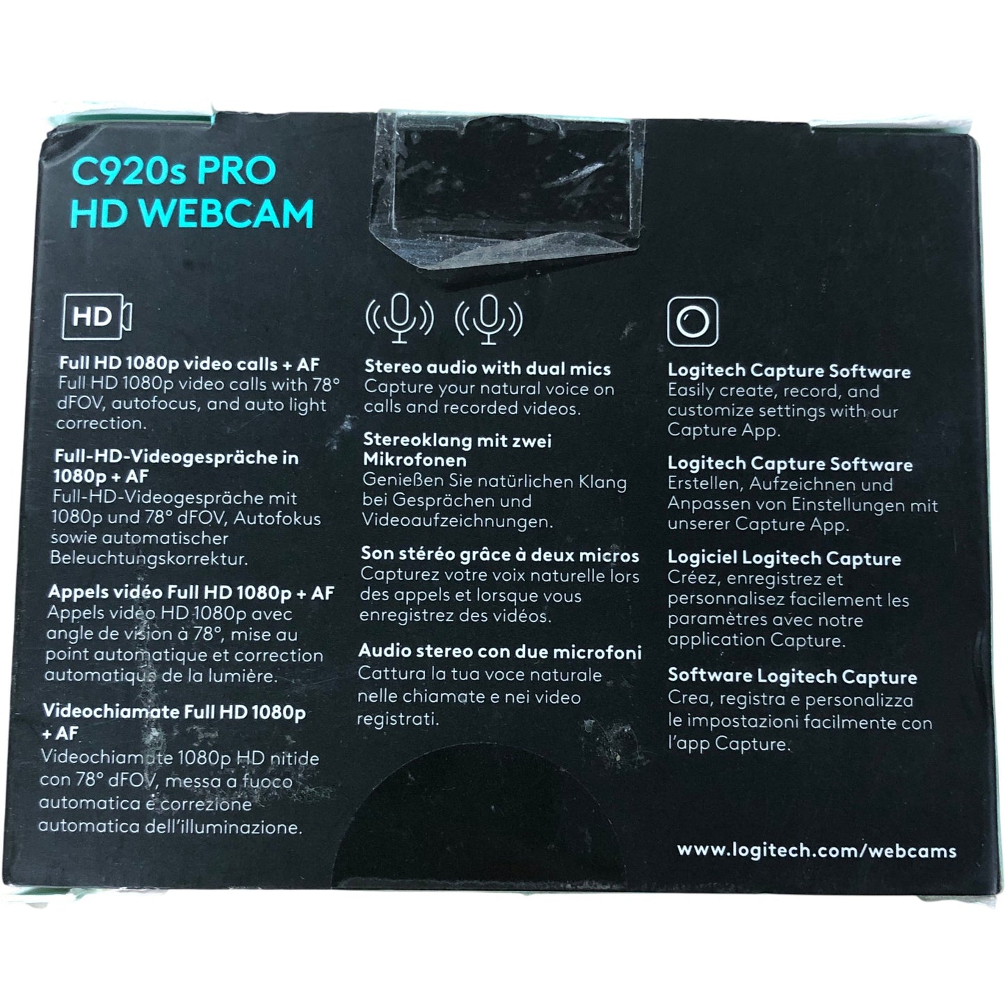 LOGITECH C920s Pro HD Webcam Full 1080p 30fps Video Calls Privacy Shutter