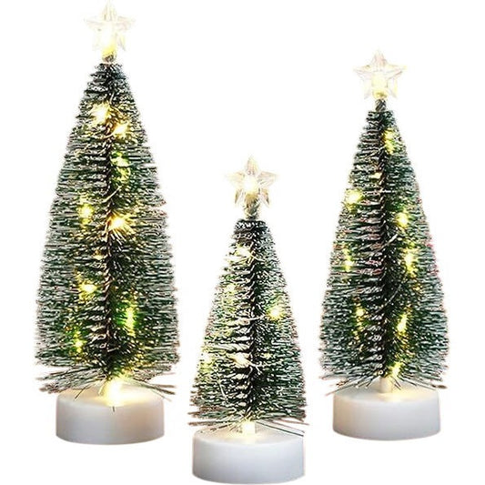 Small Tabletop Light Up Christmas Tree Decorations 3 Pieces