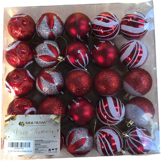 Sea Team 25 Pack Red Christmas Ornaments
