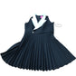 River Island Pleated Dress UK12 Women's Black White Collar Elegant Sleeveless