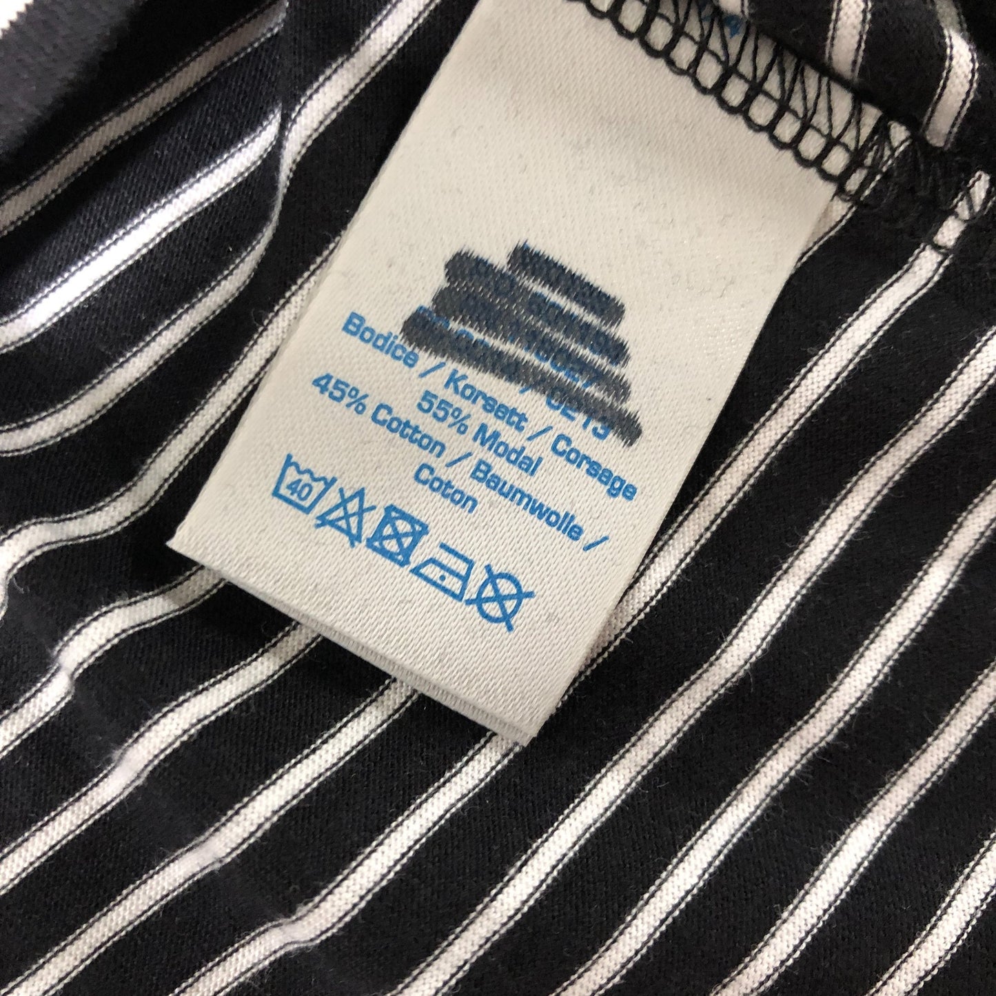 Striped Top Women's Long Sleeve Black White Cotton Casual Tee Size 10