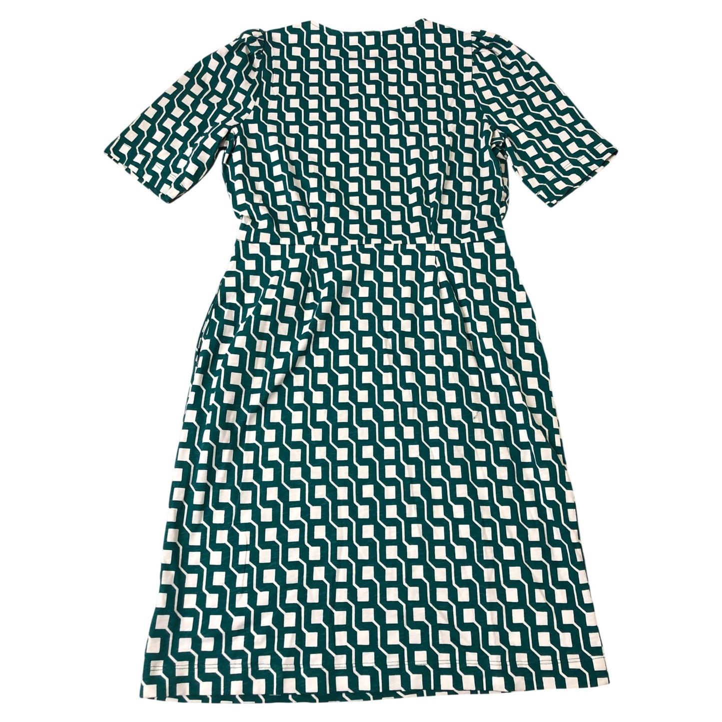 Boden Women's Green Patterned Short Sleeve Casual Dress Cotton UK14