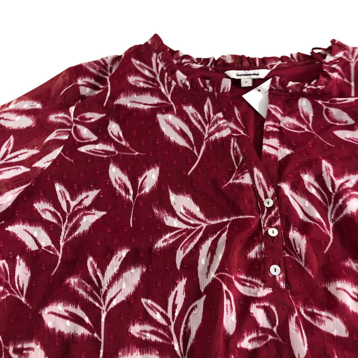 Women's Blouse Size 24 Dark Pink Floral 3/4 Sleeve