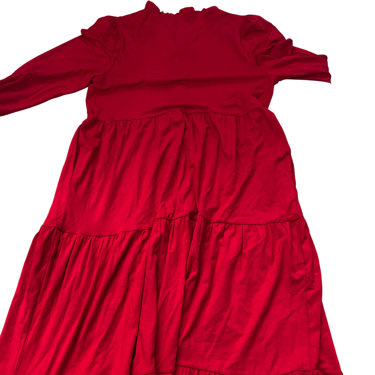 Baukjen Red Maxi Dress UK Size 12 Women's Tiered Cotton Viscose Blend