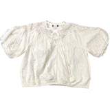 Lace Detail Blouse Size 16 Women's Cream Soft Cotton Puff Sleeve