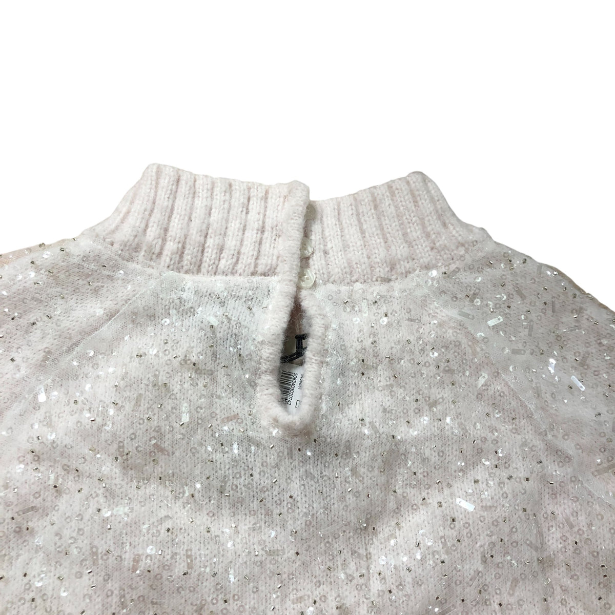 River Island Women's Pink Glitter Tulle Covered Sweater Size M