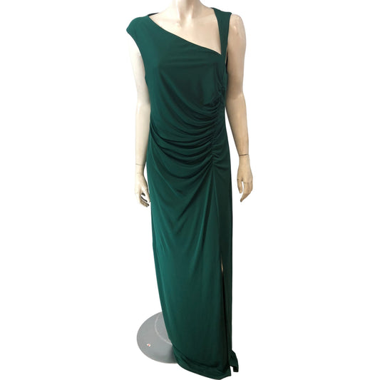 Lauren Ralph Lauren Asymmetrical Ruched Dress UK12 Women's Green Evening Wear