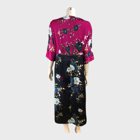 Branded Pink and Navy floral Kimono Midi Dress