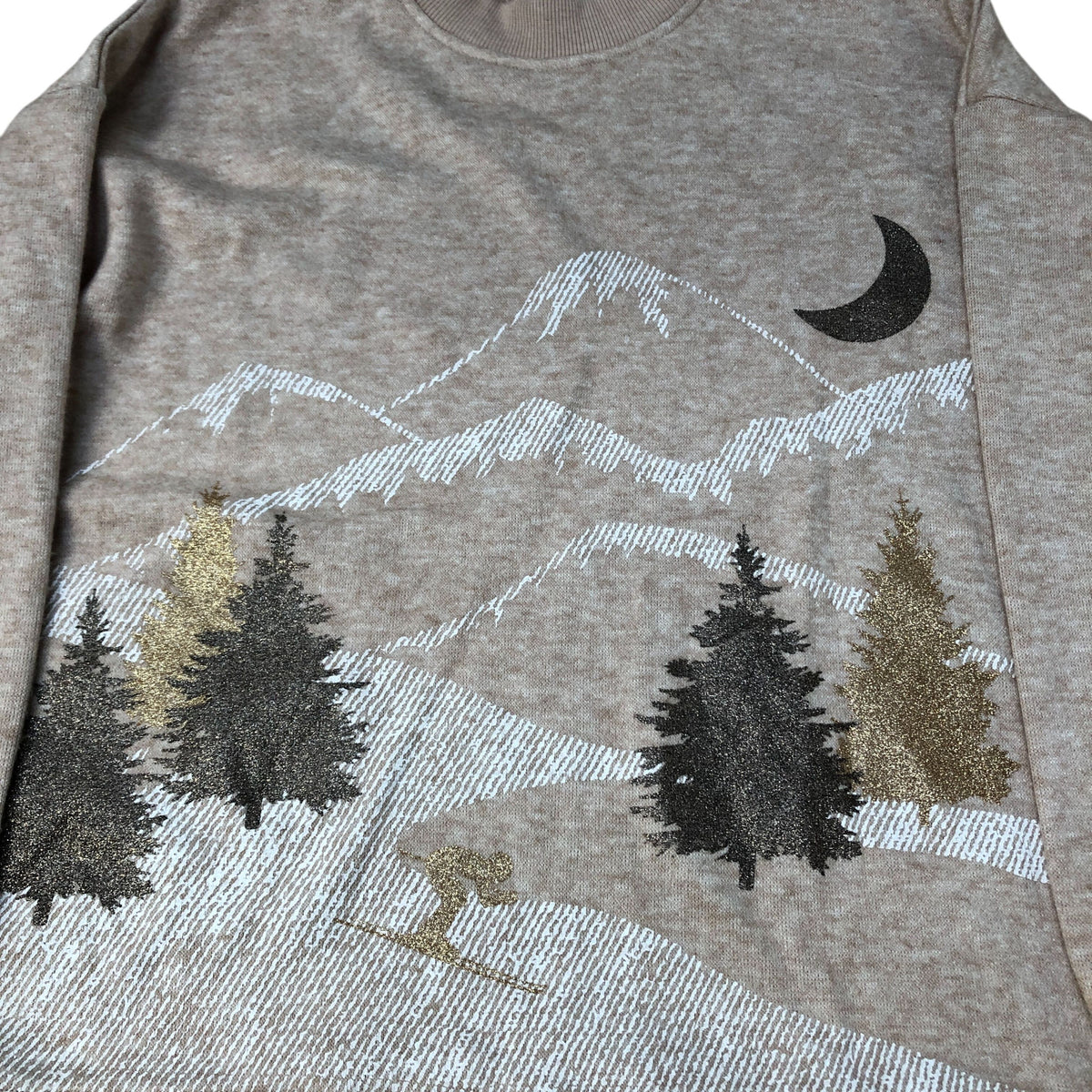 Sweatshirt Women’s Glitter Mountain Design Size L Casual Long Sleeve