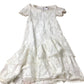 White Floral Embroidered Midi Dress Women's Puff Sleeve UK14