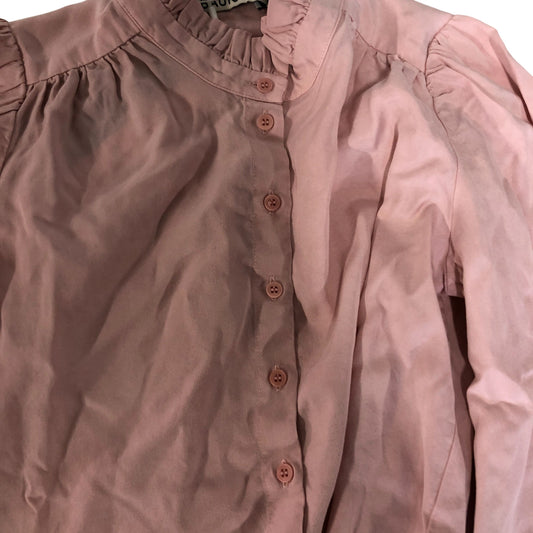 Baukjen Lyocell Blouse Women's Pink Long Sleeve Ruffled Collar Top