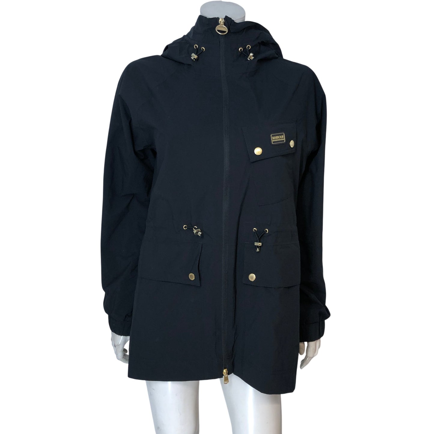 Barbour International Waterproof Jacket UK12 Women's Black Lightweight Coat