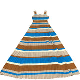 River Island Maxi Dress UK Size 12 Women's Multicolour Striped Pleated Style