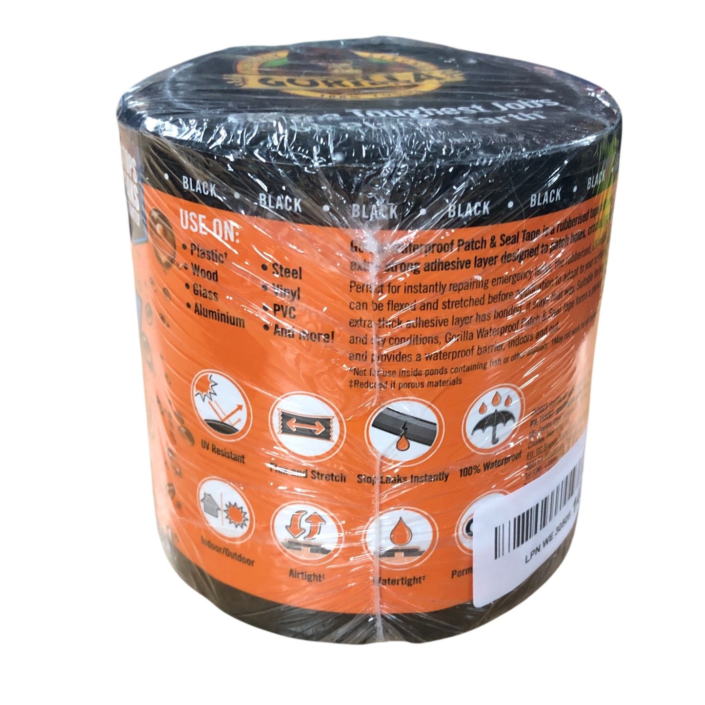 Gorilla Waterproof Patch And Seal Tape Black Permanent Rubberised Tape 100%