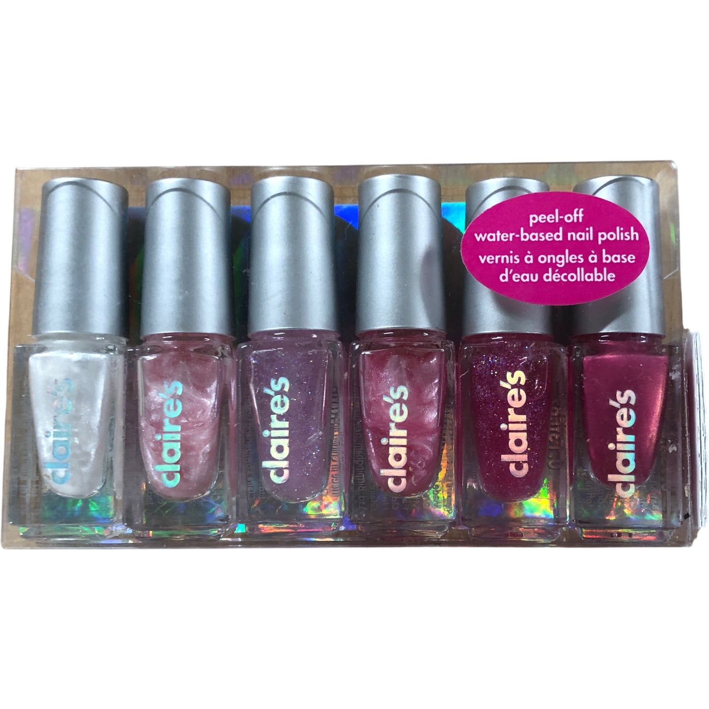 Claire's Lip Gloss & Nail Polish Set Water Based Peel Off Glitter Shades Nudes