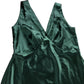Rewritten Amelia Dress Size 8 Women's Olive Green Satin Deep V Neck