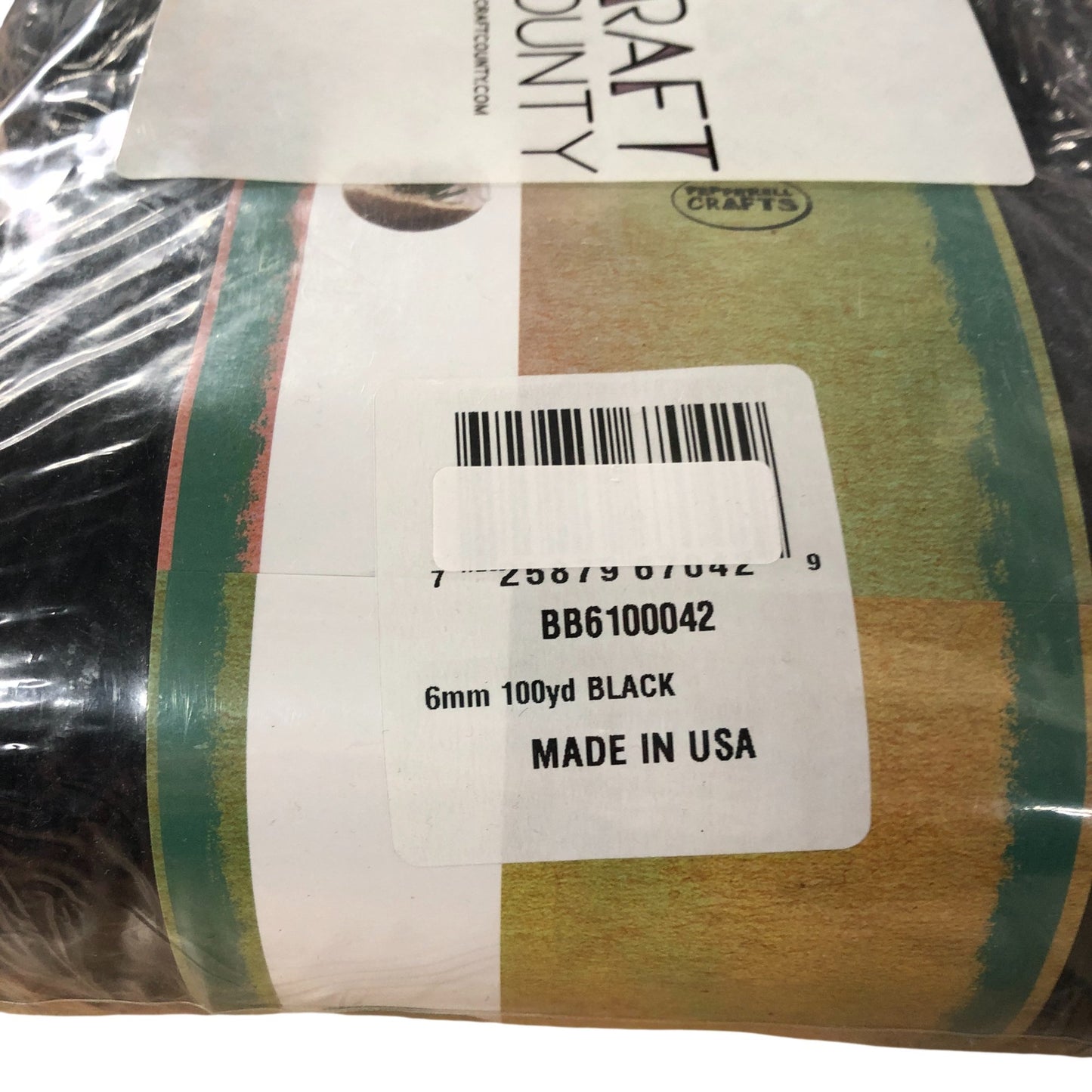 Bonnie Craft Cord 6mm 100yd Black Super Bulky Heat Fusible for Crafts 2 Pack