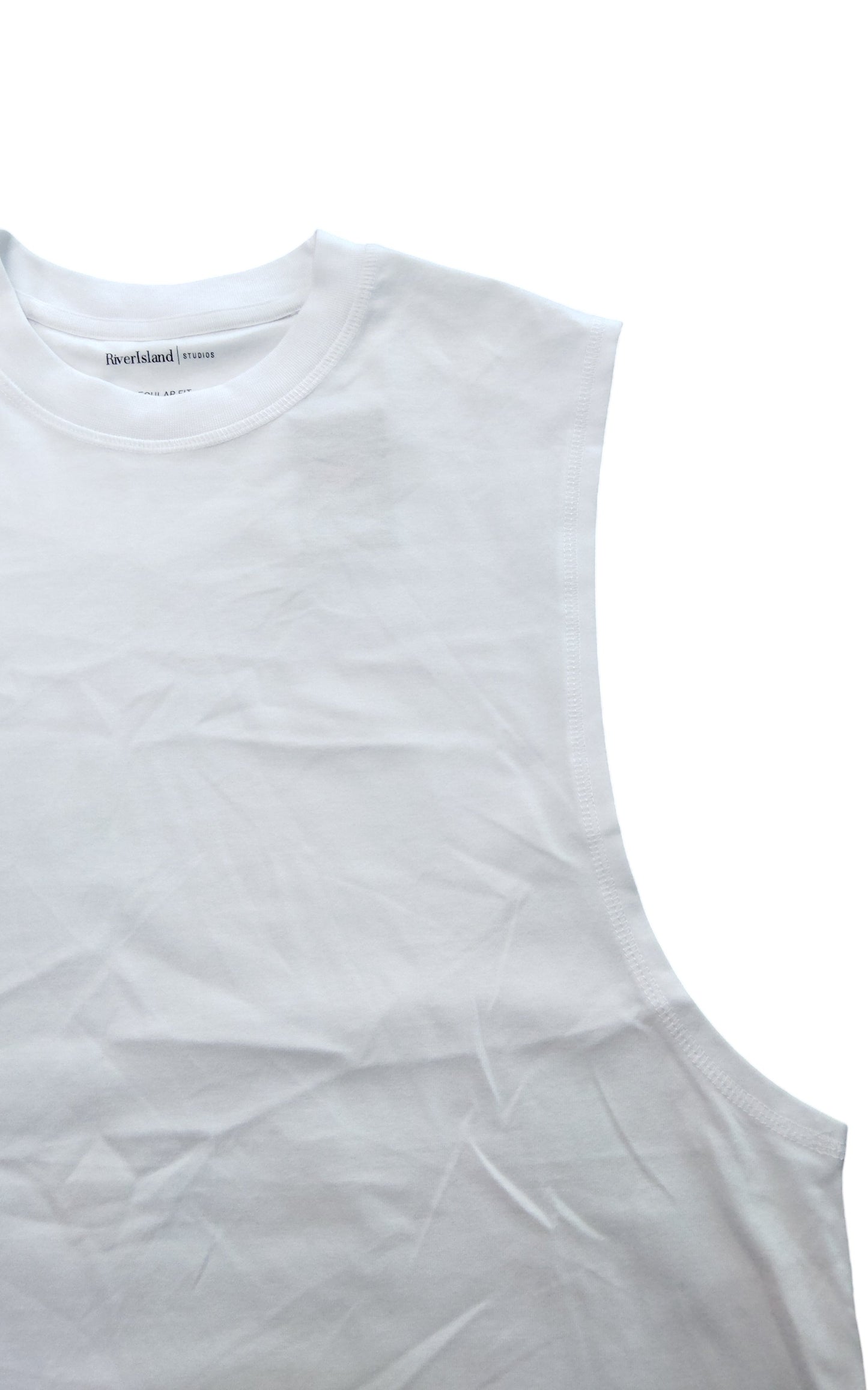 River Island Women's White Sleeveless Top Size M Cotton Casual Activewear