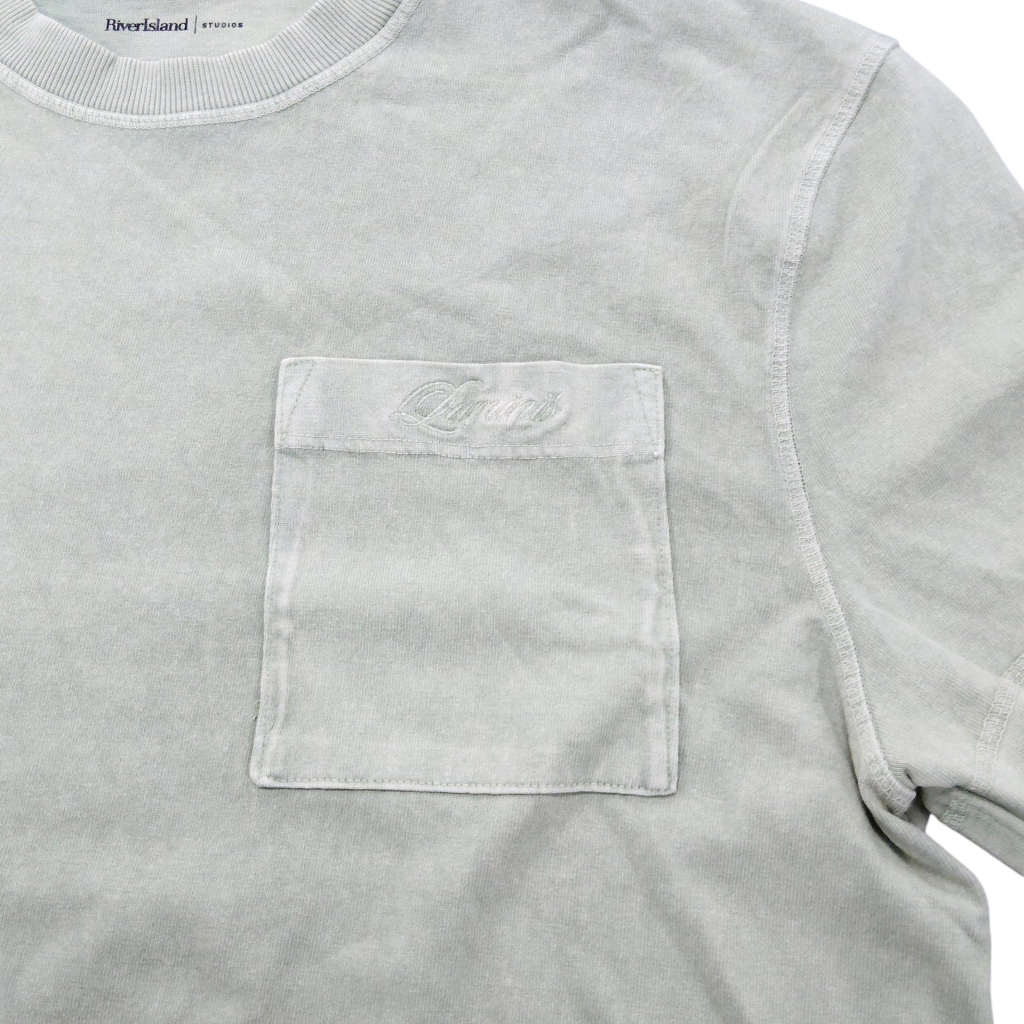 River Island Studio Men's M T-Shirt Short Sleeve Pocket Mint Green Casual Wear