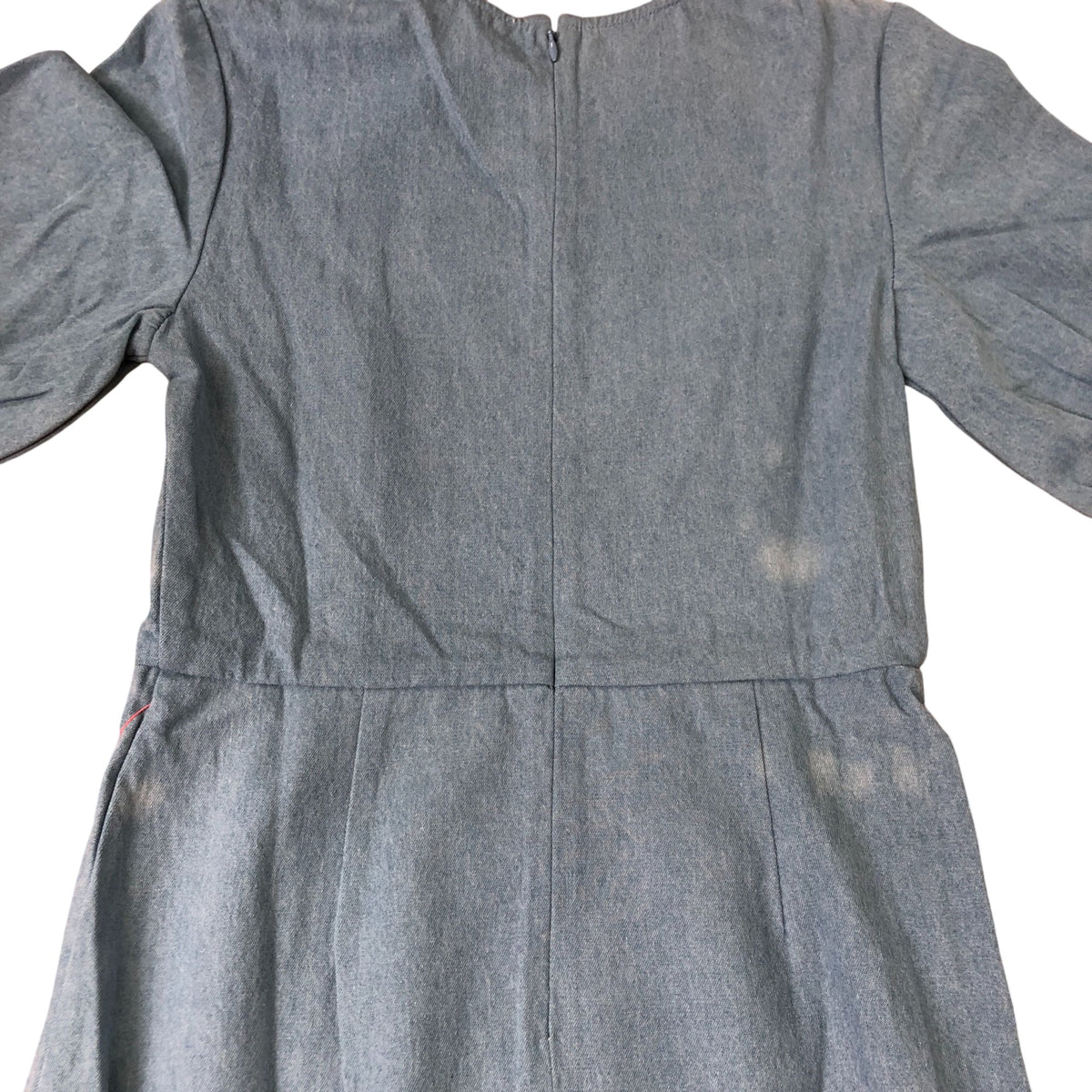 Denim Jacquard Monty Dress Women's Blue Puff Sleeve Size 6