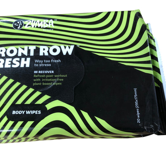 Zumba Front Row Fresh Body Wipes 3 Packs of 20 Post Workout Refresh Plant Based