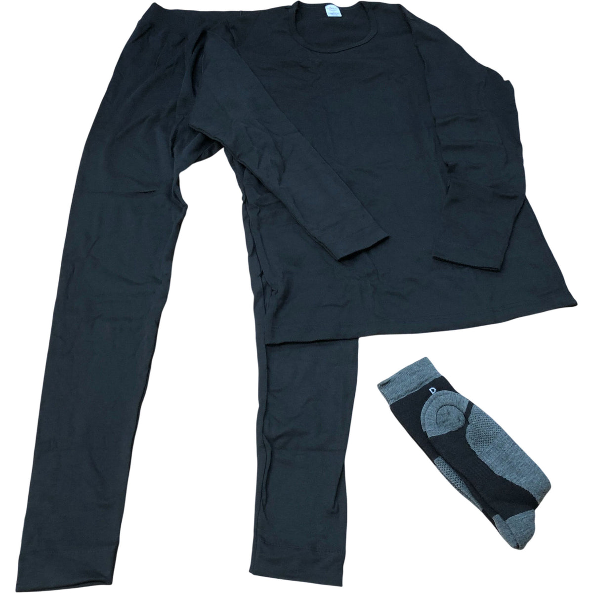 BOSPHORUS Thermal Long Johns Set Black Size L Men's Underwear With Socks