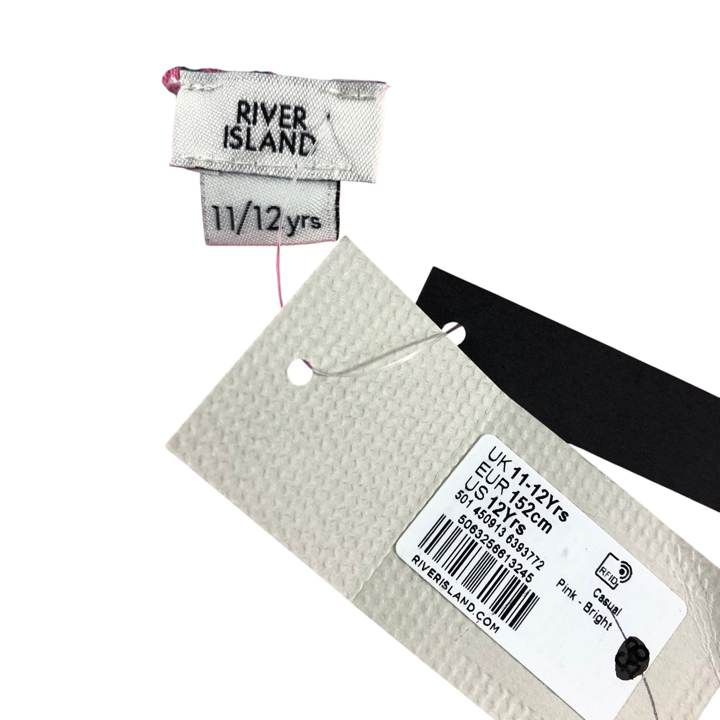 River Island Love Embroidered Ribbed Tank Top Size 11-12 Years Girls Pink Bright