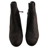 Linzi Women's Black Suede Ankle Boots Size 4 High Heel Zip Closure Fashion