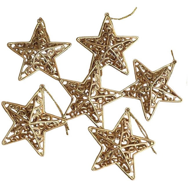 Gold Star Christmas Tree Decorations 18 Pieces