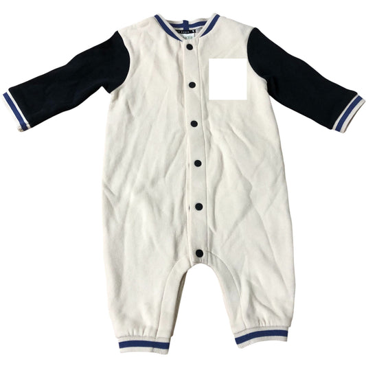 Baby Playsuit 3-6 Months Cotton Beige Black Long Sleeve