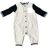 Baby Playsuit 3-6 Months Cotton Beige Black Long Sleeve
