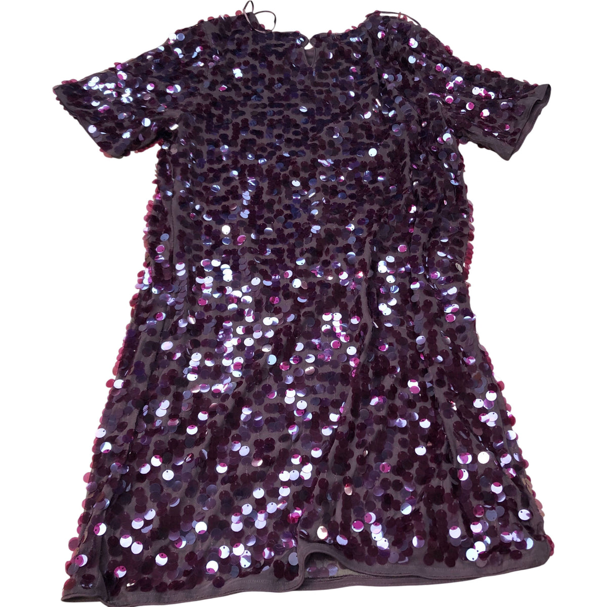 Sequin Dress UK12 Women's Burgundy Short Sleeve Party Wear Sequin Detail