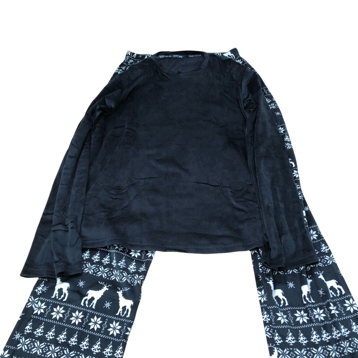 Fun Black Long Sleeve Pyjama Top And Pants Set Christmas Style
