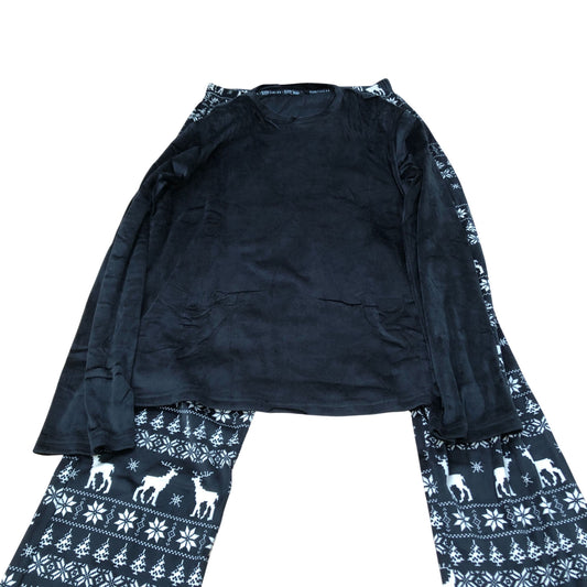 Fun Black Long Sleeve Pyjama Top And Pants Set Size M Christmas Style
