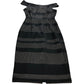 Bodycon Dress Black Striped Bardot - Size 10
