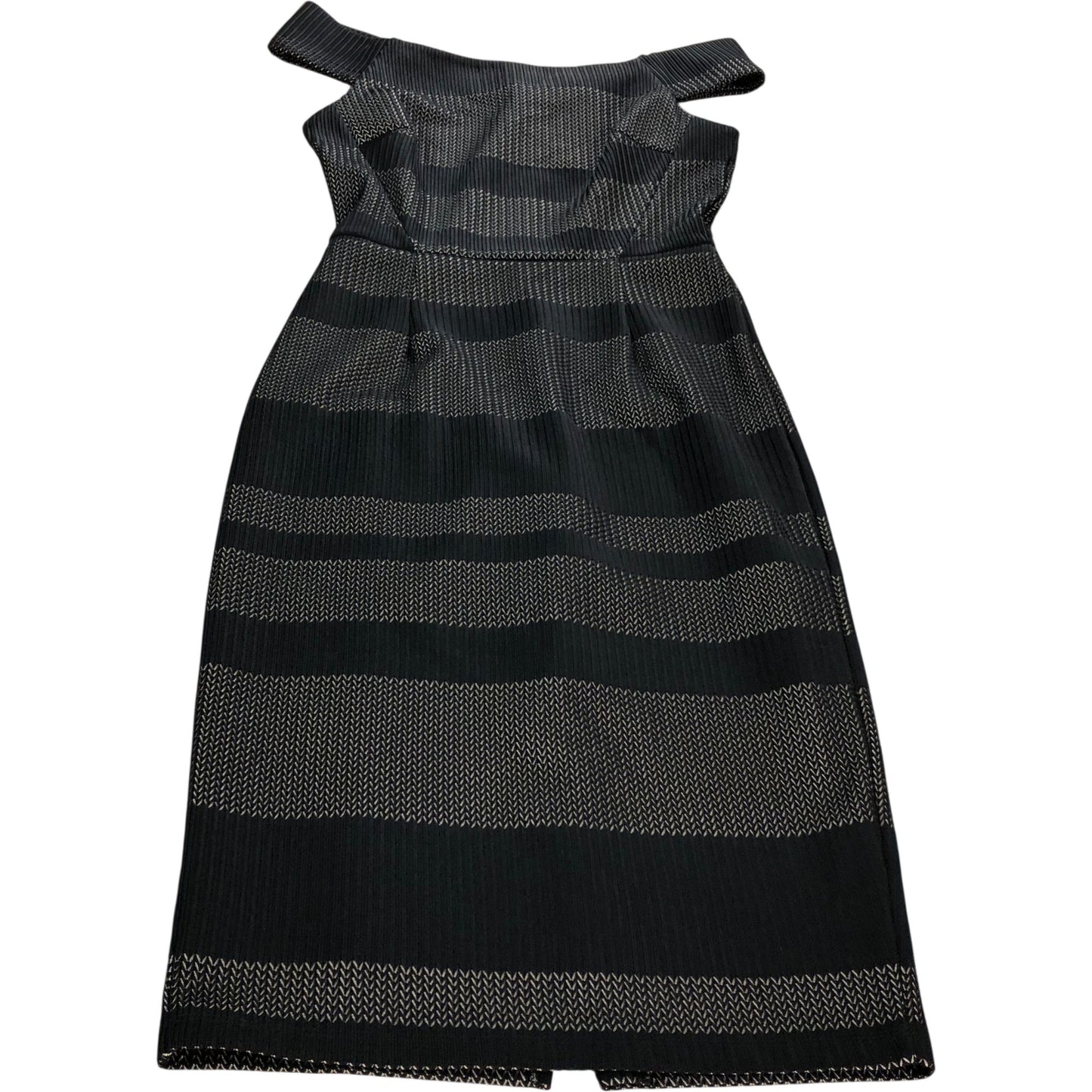 Bodycon Dress Black Striped Bardot - Size 10