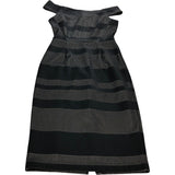 Bodycon Dress Black Striped Bardot - Size 10