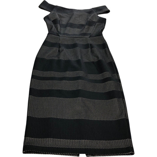 Bodycon Dress Black Striped Bardot - Size 10