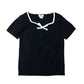 River Island Black Short Sleeve Top 5-6 Years Girls Viscose Bow Detail