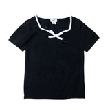 River Island Black Short Sleeve Top 5-6 Years Girls Viscose Bow Detail
