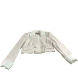River Island Cropped Blazer Jacket UK8 Women's White Pink Tweed Double Breasted
