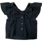 Girls Black Top Age 11 Years Puff Sleeve Bow Design