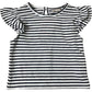 Girls Striped Top with Ruffled Sleeves Navy and White 9-Years