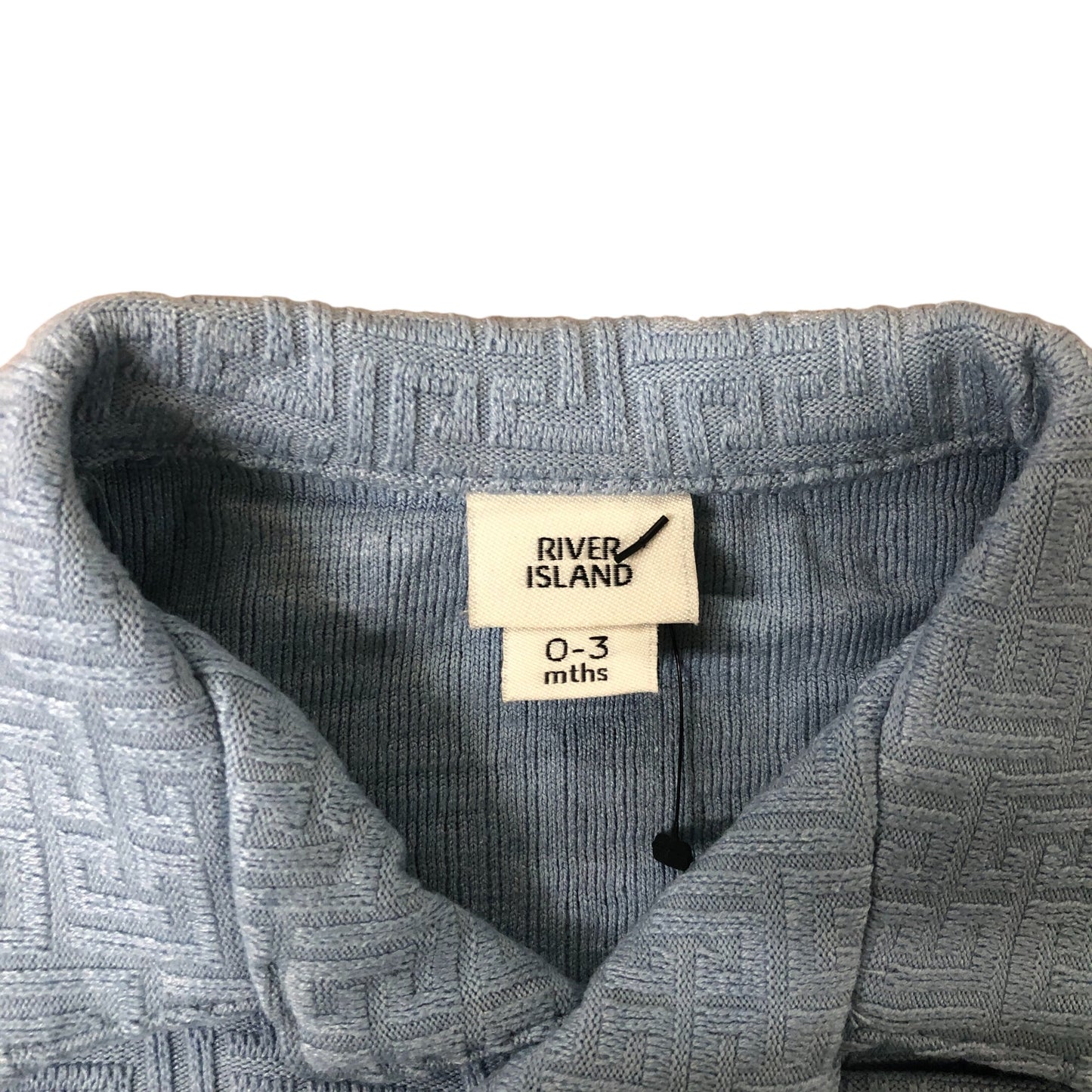 River Island Baby Boy Short Sleeve Shirt 0-3 Months Blue Patterned Button Up