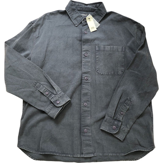 River Island Studios Casual Shirt Size M Men Grey Long Sleeve Cotton Blend